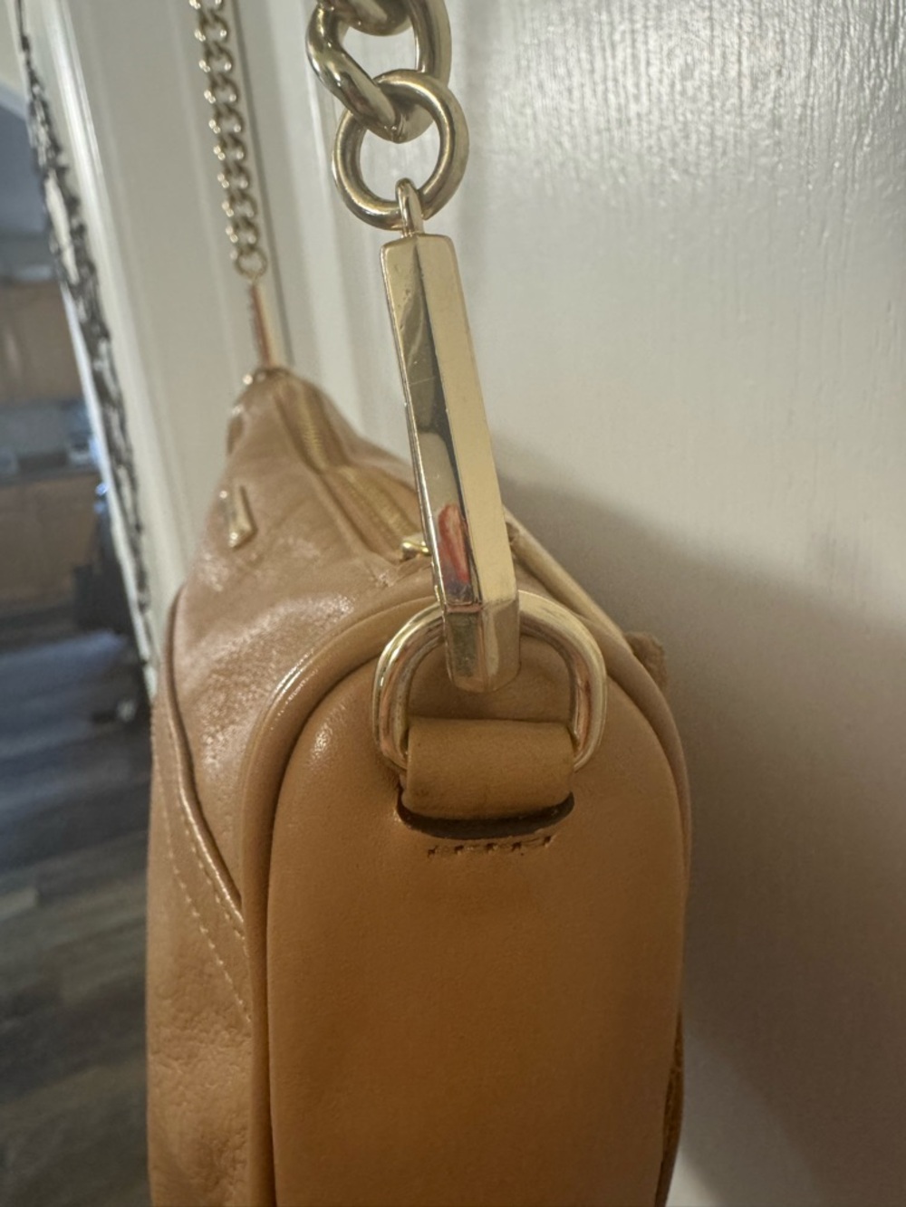 Rebecca Minkoff Tan Leather Crossbody with Chain Strap - Picture 10 of 16